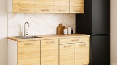 Set de Bucatarie GERMANIA 160 cm cu 4 Corpuri si Sertar, Blat Gros Sonoma
