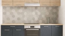 Set de bucatarie GERMANIA 220 cm, 6 corpuri, cuptor, 1 sertar, blat antracit si sonoma