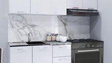 Set de Bucatarie IRIS 180 cm cu 5 Corpuri si Blat Termorezistent, Fronturi MDF Alb Ultralucrios