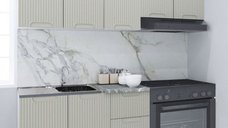 Set de bucatarie SPACE 180 cm, 5 corpuri, blat rezistent la caldura, fronturi MDF crem