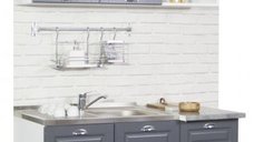 Set de Bucatarie SQUARE 120 cm, 2 Corpuri cu Sertar, Blat Termorezistent, Fronturi MDF Antracit