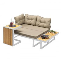 Set de gradina LEGO, coltar + masa, alb, 60x139.5x81 cm - 1