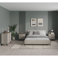 Set dormitor DOMINICA, 4 piese, pat cu somiera rabatabila 160x200 cm, comoda, 2 noptiere, taupe + stejar silverjack - 1