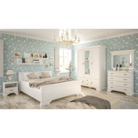 Set dormitor IRYS, 8 piese, pat 160x200 cm, dulap 5 usi, comoda, 2 noptiere, oglinda, 2 rafturi suspendate, pin anderson - 1