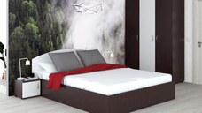 Set dormitor SIESTA, 4 piese, pat 160x200 cm, dulap 3 usi, 2 noptiere, wenge + alb