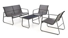 Set gradina CONOR 2-1-1, canapea + 2 fotolii + masuta, gri inchis