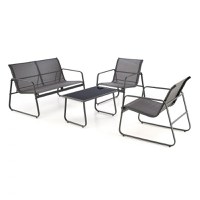 Set gradina CONOR 2-1-1, canapea + 2 fotolii + masuta, gri inchis - 1