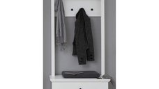 Set hol BRANDSON, 3 piese,comoda, cuier, alb, 81x41x196 cm