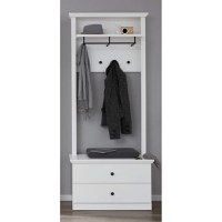 Set hol BRANDSON, 3 piese,comoda, cuier, alb, 81x41x196 cm - 1