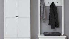 Set hol BRANDSON, 3 piese, dulap 2 usi, comoda, cuier, alb, 162x41x199 cm