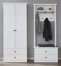 Set hol BRANDSON, 3 piese, dulap 2 usi, comoda, cuier, alb, 162x41x199 cm - 1