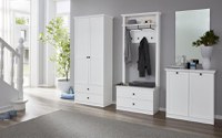 Set hol BRANDSON, 4 piese, dulap 2 usi, 2 comode, cuier, alb, 243x41x199 cm - 1