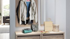 Set hol NORTON, 4 piese, 2 pantofare, cuier, oglinda,  stejar sonoma, 132x36x160 cm