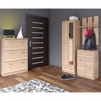 Set hol TOP MIX, 4 piese,dulap 2 usi, comoda, pantofar, cuier, stejar sonoma,  200x33x183 cm - 1