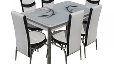 Set Lara, masa extensibila cu 6 scaune, alb, 130 165x80x79 cm