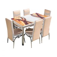 Set Lara, masa extensibila cu 6 scaune, crem panglica, 130 165x80x79 cm - 1