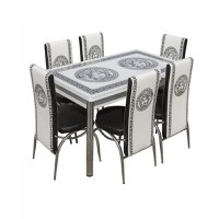 Set Lara, masa extensibila cu 6 scaune print, alb, 130 165x80x79 cm - 1