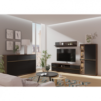 Set Living CANDY, 4 corpuri, cu lumini LED, vitrina C2a, comoda C4, etajera C6, comoda C12, grafit - 1