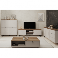 Set Living EVO, 4 piese, comoda TV, comoda, biblioteca, masuta cafea, casmir + stejar castello, 490,2x40x135,2 cm - 1