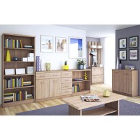 Set Living si hol TOP MIX, 7 piese, 2 biblioteci, 2 comode, masuta de cafea, pantofar, cuier, stejar sonoma - 1