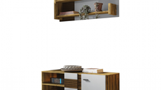 Set Living VAL GARDENA, 2 corpuri, comoda VG4, etajera, VG9, corp PAL nuc, fronturi MDF late lucios