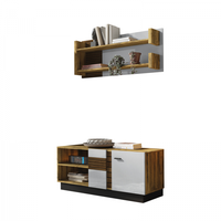 Set Living VAL GARDENA, 2 corpuri, comoda VG4, etajera, VG9, corp PAL nuc, fronturi MDF late lucios - 1