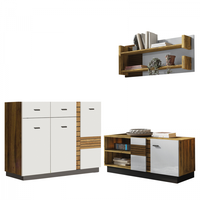 Set Living VAL GARDENA, 3 corpuri, comoda VG12, comoda VG4, etajera, VG9, corp PAL nuc, fronturi MDF late lucios - 1