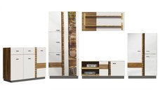 Set Living VAL GARDENA Z.A., 4 corpuri, cu lumini LED si Comoda VG12, 2 usi, 3 sertare