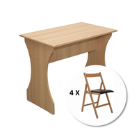Set Masa ADRIA cu 4 scaune pliante BASIC, fag + piele ecologica wenge, 95x60x78 cm - 1