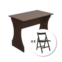 Set Masa ADRIA cu 4 scaune pliante BASIC, wenge + piele ecologica wenge, 95x60x78 cm - 1