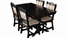 Set masa extensibila cu 4 scaune EUROPA, lemn masiv, dreptunghiulara, wenge, 160 240x90x70 cm