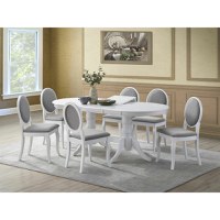 Set Masa extensibila NICE, lemn masiv, ovala, alb 150 190x90x76 cm + 6 Scaune living BENONI, alb + gri, 44.5x50.5x92 cm - 1