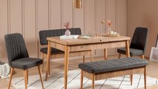 Set masa extensibila si scaune VINA, 5 piese, pin atlantic + antracit, 165x80x75 cm