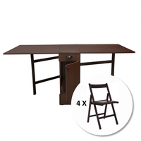 Set Masa plianta cu role si loc de scaune cu 4 scaune pliante BASIC, wenge + piele ecologica wenge, 92 180x92x80 cm - 1