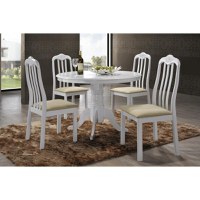 Set masa RH7066T cu 4 scaune 559C, ovala, 4 persoane, alb, 101x101x78 cm - 1