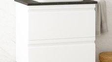 Set mobilier baie suspendat seria 686, baza cu front MDF si lavoar, 60 cm, alb