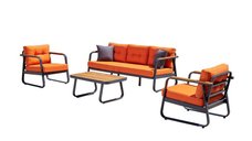 Set mobilier RIO pentru gradina cu masuta, portocaliu, dimensiuni 186x66x73 cm