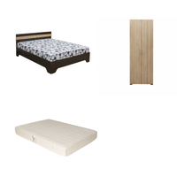 Set Pat Alma 140x200 cm cu picioare + Saltea superortopedica 140x200 cm + Dulap Corinne 2 usi bara haine - 1
