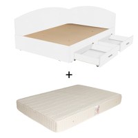 Set Pat Colt Alma, cu 2 sertare, alb + Saltea superortopedica, 160x200 cm - 1