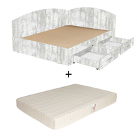 Set Pat Colt Alma, cu 2 sertare, pin antichizat + Saltea superortopedica, 160x200 cm - 1
