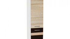 Soldat 40 YANA, 2 usi, corp alb, fronturi sonoma inchis + deschis, 40x60x200 cm