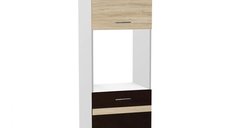 Soldat 60 cu gol cuptor YANA, 2 usi, corp alb, fronturi sonoma inchis + deschis, 60x60x200 cm