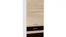 Soldat 60 YANA, 2 usi, corp alb, fronturi sonoma inchis + deschis, 60x60x200 cm