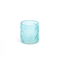 Suport candela   lumanare IN VETRO, albastru deschis transparent, 8x9 cm - 1