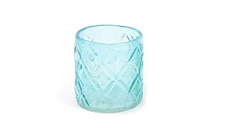 Suport candela   lumanare IN VETRO, albastru deschis transparent, 8x9 cm