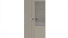 Vitrina DOMINICA, 2 usi, geam, taupe + stejar silverjack, 70x41x199 cm
