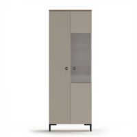 Vitrina DOMINICA, 2 usi, geam, taupe + stejar silverjack, 70x41x199 cm - 1