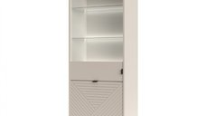 Vitrina EVO, 2 usi, geam, casmir + stejar castello, 63,4x40x194,6 cm