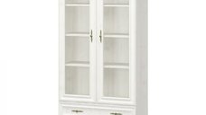 Vitrina IRYS, 2 usi, 2 sertare, geam, pin anderson, 100,9x43x197,6 cm