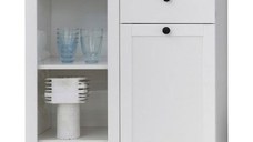 Vitrina joasa BRANDSON, 2 usi, 2 sertare, geam, alb, 81x41x129 cm
